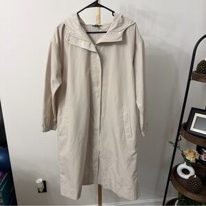 Eileen Fisher Cream Hooded Trench Coat